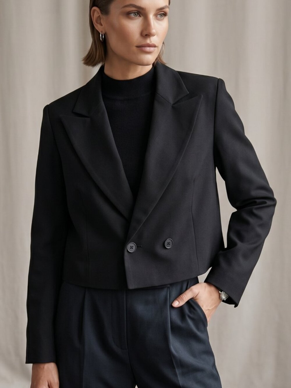 NWT | Kirundo Cropped Black Blazer | Double Button Detail | Size Small